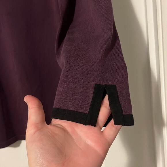 ⚡️ 3 for $20 ⚡️ Geoffrey Beene Purple and Black 3/4 Sleeve Sweater - Picture 4 of 7